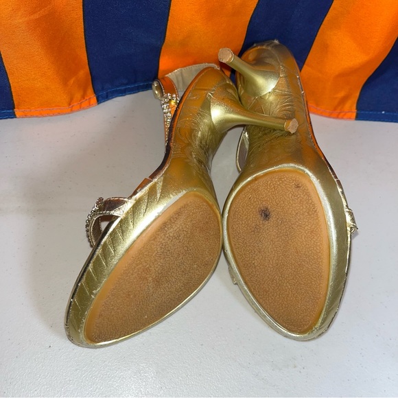 Delicacy gold heel shoes open toe size 8.5 pre-loved - Picture 5 of 11